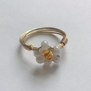 Handmade Gold Wire Dainty Flower Ring